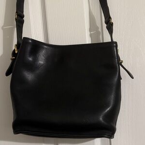 Coach Black Leather Shoulder Bucket Bag